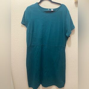 Old Navy Teal Fit & Flare Knit Dress | Short Sleeve Career Dress